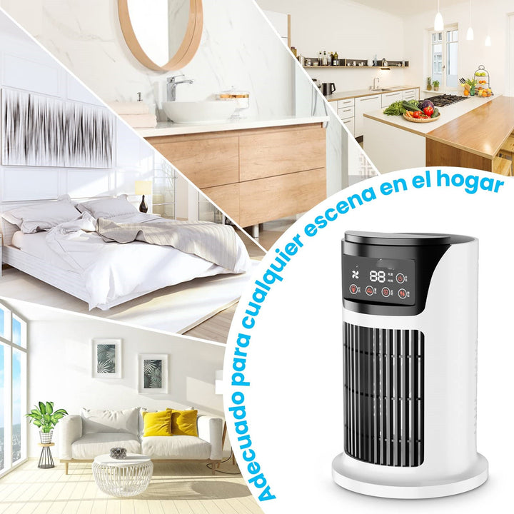 Climatiseur portable USB au design compact et moderne, parfait pour le bureau ou tout espace personnel.
