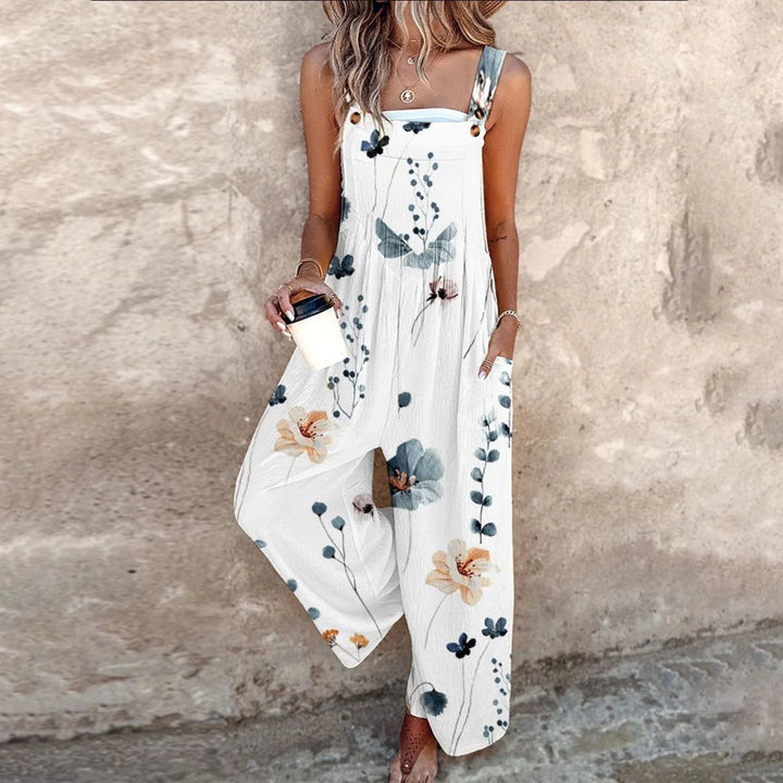 Combinaison femme vintage fluide, élégante et décontractée, idéale pour tenue de printemps ou d'été.