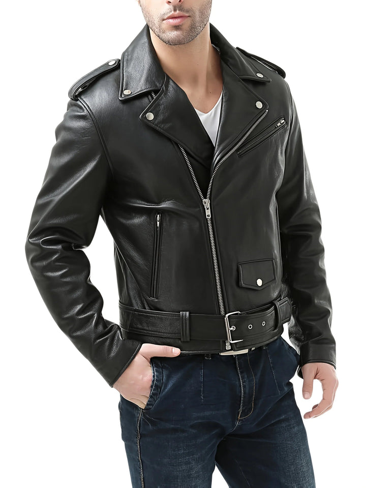 Veste homme biker décontractée, poches 3D, parfaite pour les saisons automne et hiver.