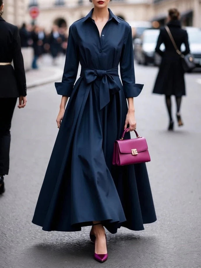 Robe maxi fluide femme unicolore, ajustable et confortable. Élégance décontractée pour le printemps et l'été.