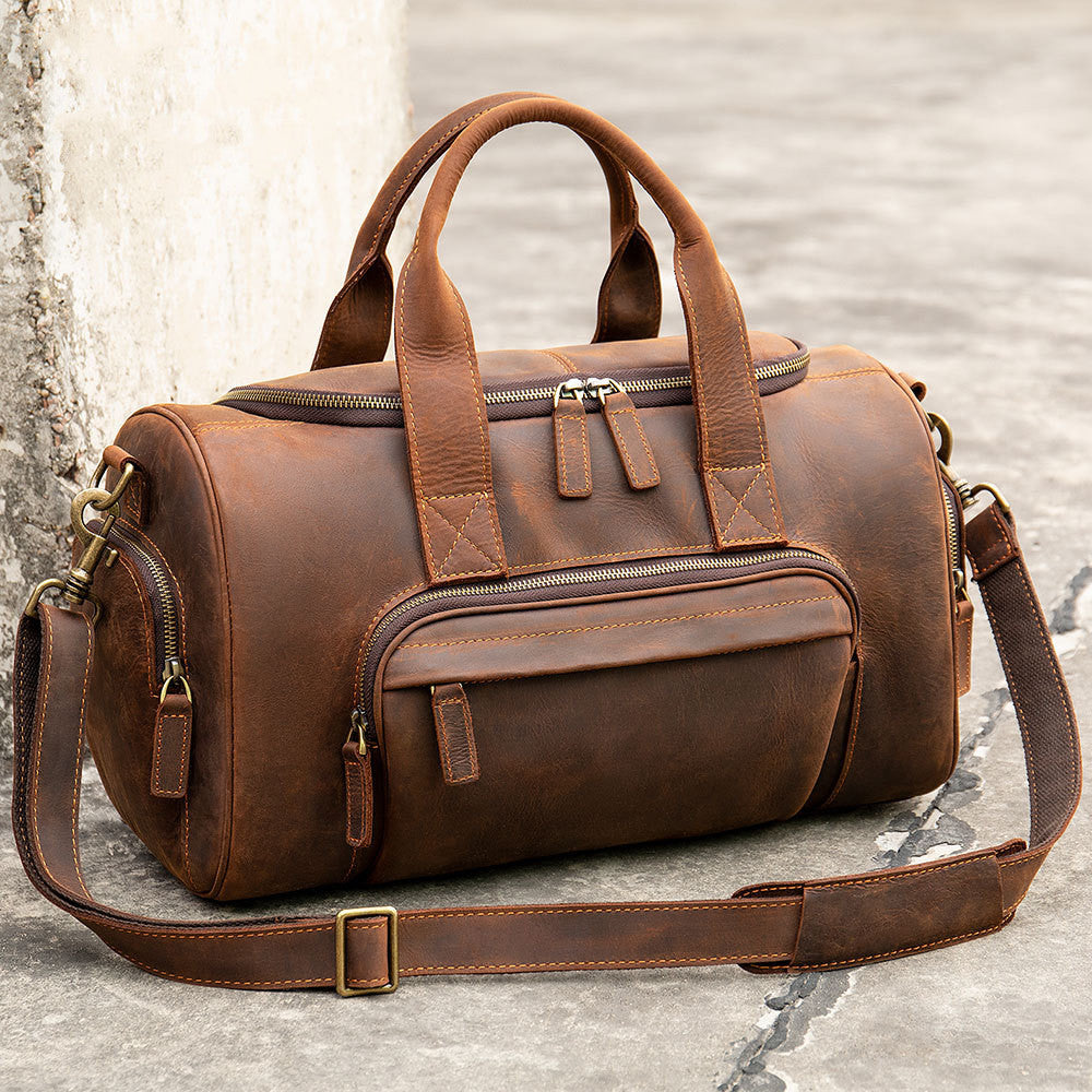 Sac homme vintage marron, grande capacité. Idéal pour travail/ville. Sac à main rétro élégant. Accessoire.