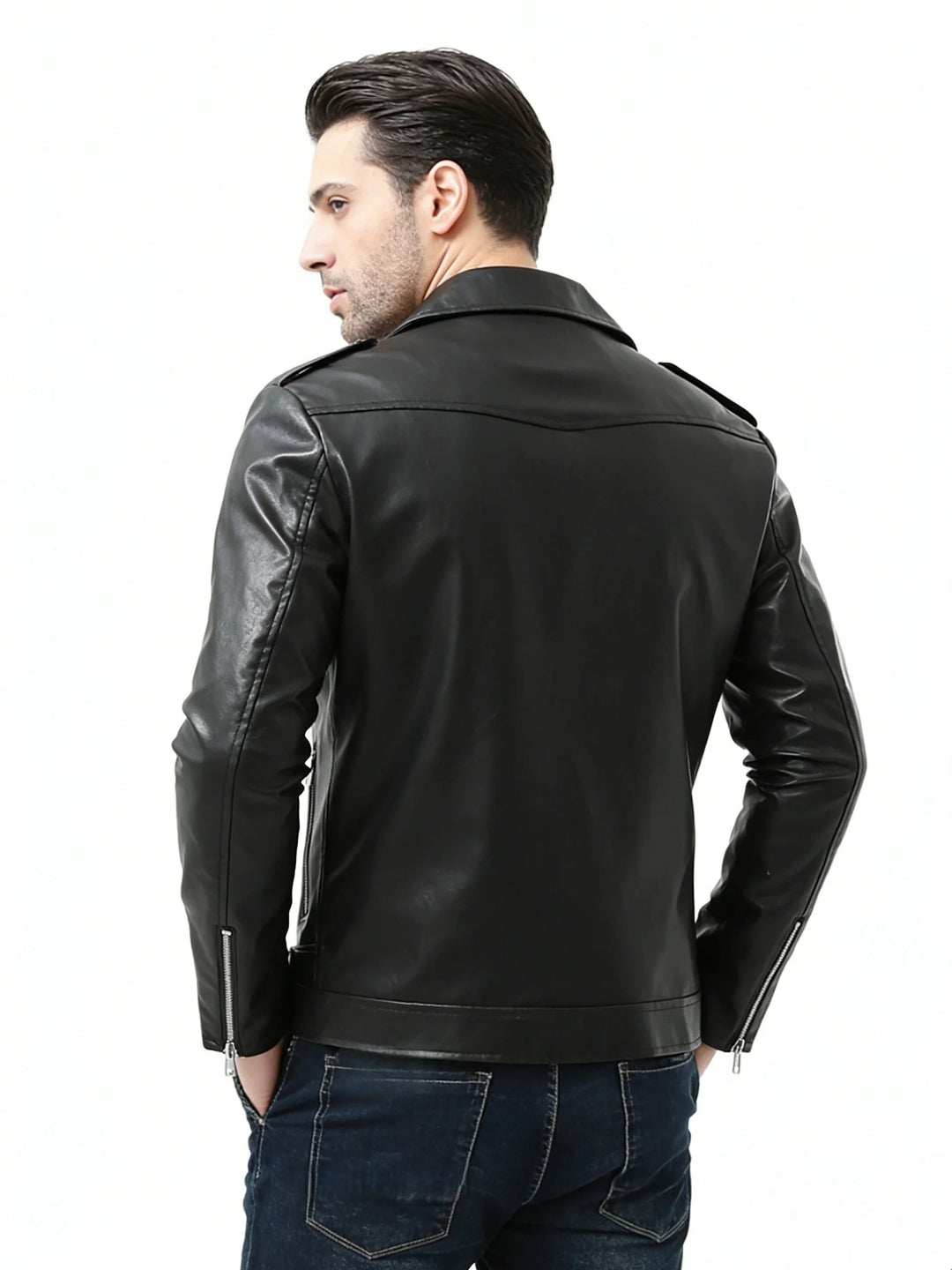 Blouson motard homme décontracté, style urbain, avec poches 3D de la nouvelle collection.