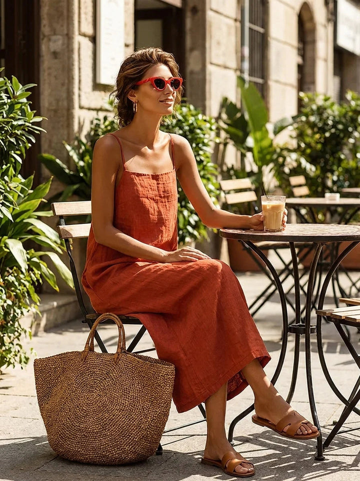 Robe d'été femme élégante, coupe ample et décolleté carré. Style décontracté et raffiné pour toute occasion.