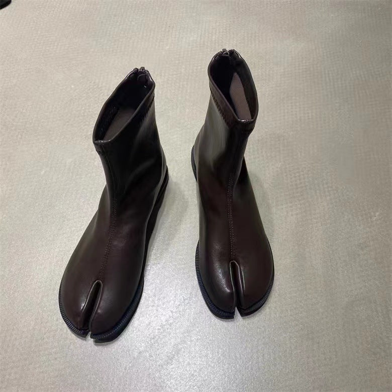 Bottes femme élégantes rétro style britannique, bout séparé unique, confortables pour l'hiver.