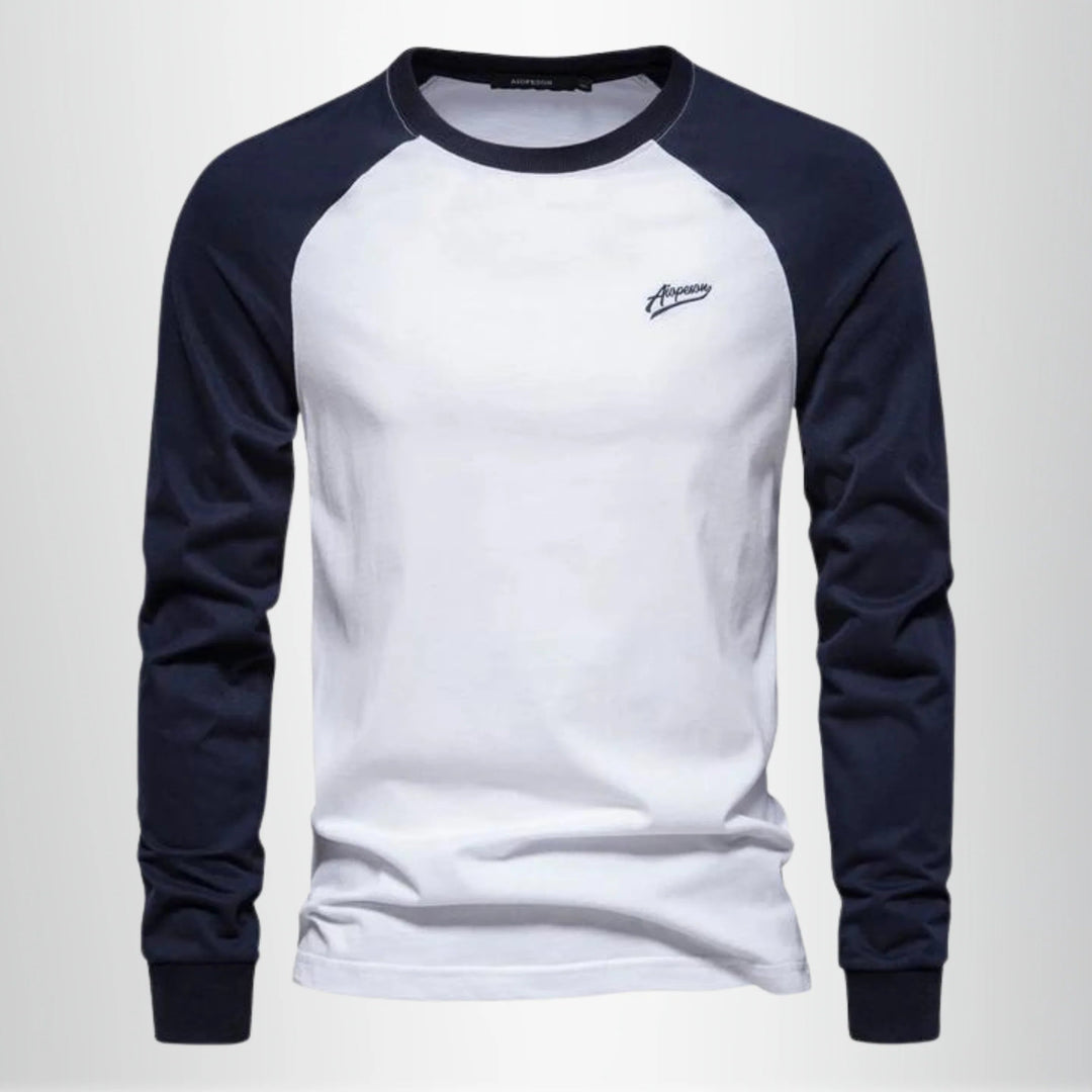 T-shirt homme tendance décontracté à manches raglan, offrant un style moderne et confortable au quotidien.
