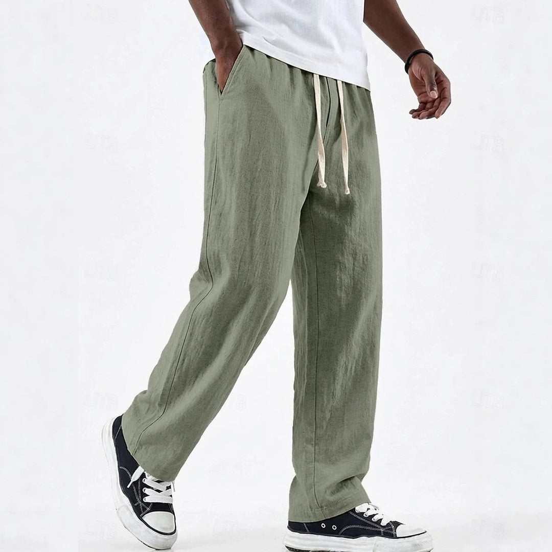 Pantalon large homme décontracté ample avec cordon, idéal pour le confort et un look casual printemps-été.
