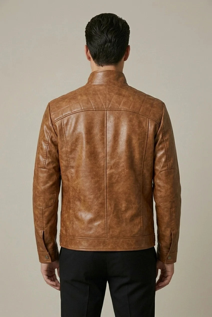 Vêtement homme : veste urbaine avec col montant et fermeture éclair robuste, élégante et chaude.
