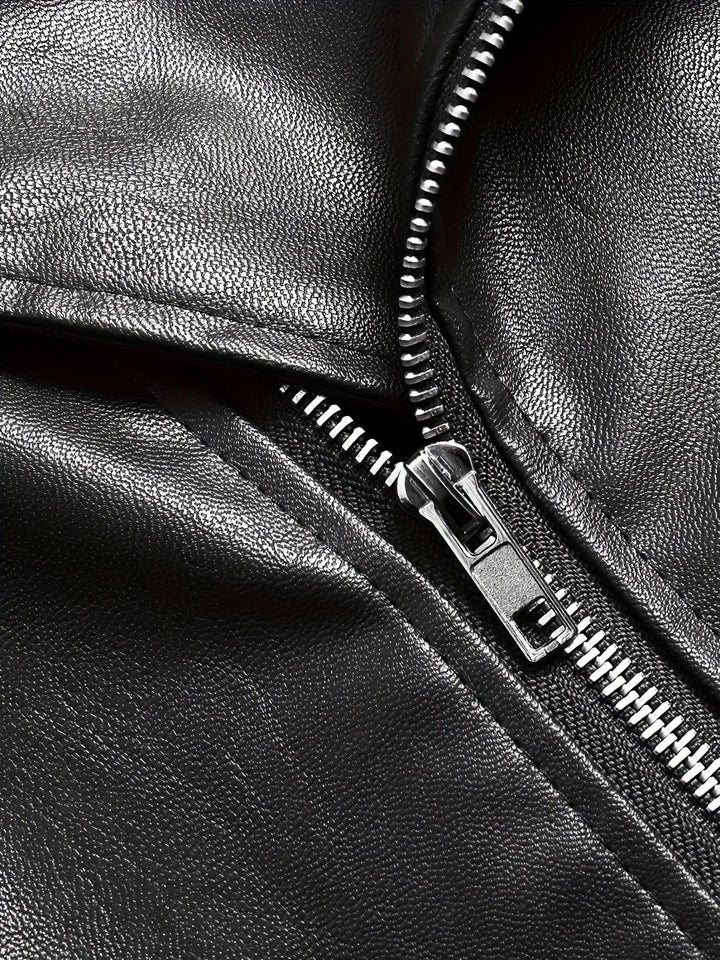 Veste homme casual biker, coupe confortable, poches 3D modernes pour un look mode automne.