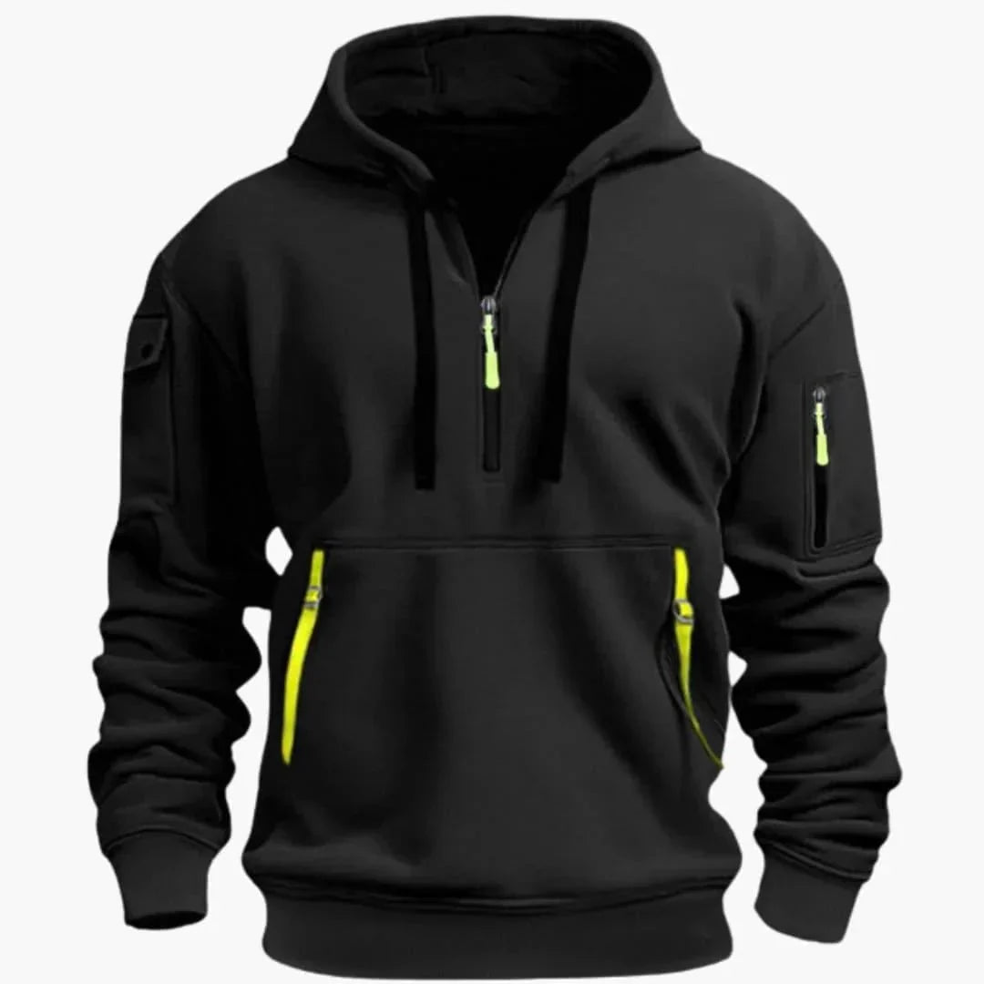 Sweat à capuche ample homme, style urbain moderne, alliant confort et praticité pour mode décontractée.