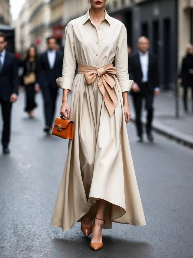 Robe maxi fluide femme élégante unicolore. Idéale printemps/été, offre confort et style ajustable.