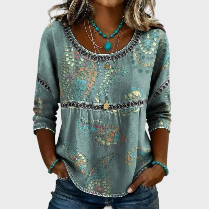 Haut chic printemps-été, top femme décontracté à motif floral 3D et manches courtes.