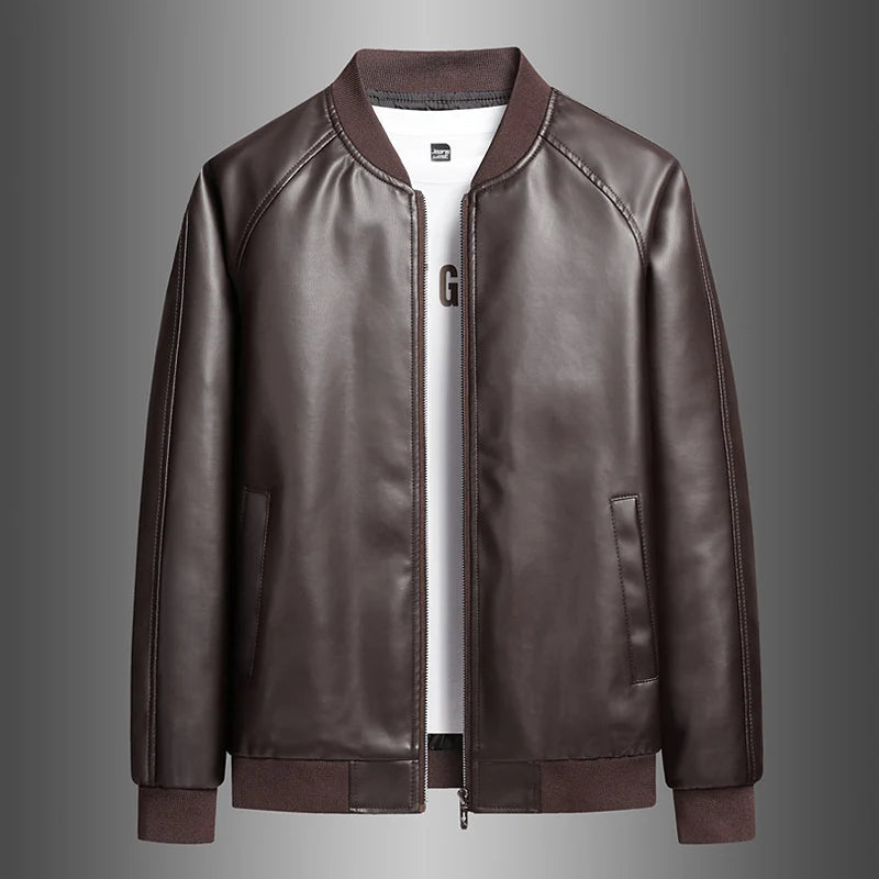 Veste blouson homme coupe slim, col montant. Style casual chic, idéal pour la mode urbaine automne/hiver.