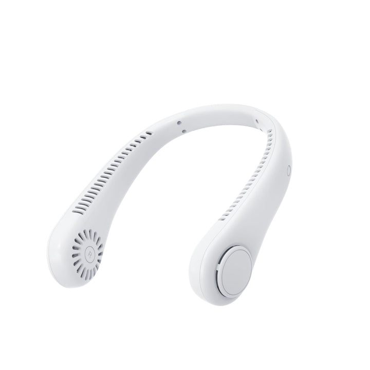 Accessoire estival: ventilateur tour de cou rechargeable USB pour un confort portable et mains libres optimal.