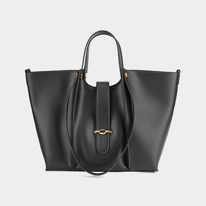 Sac cabas femme en cuir véritable marron, grand format élégant et structuré, idéal pour le travail ou le quotidien.