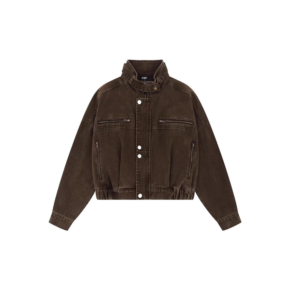 Veste homme effet vieilli, coupe ajustée, style biker audacieux pour look décontracté.