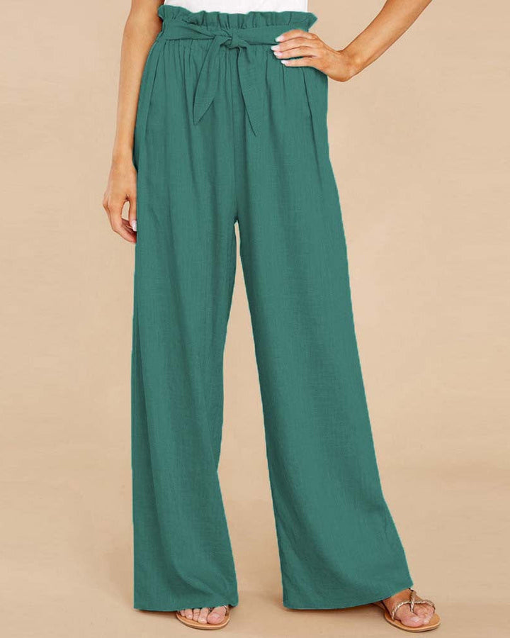 Pantalon femme taille large, jambe ample fluide, matière douce, style décontracté chic pour toutes occasions.