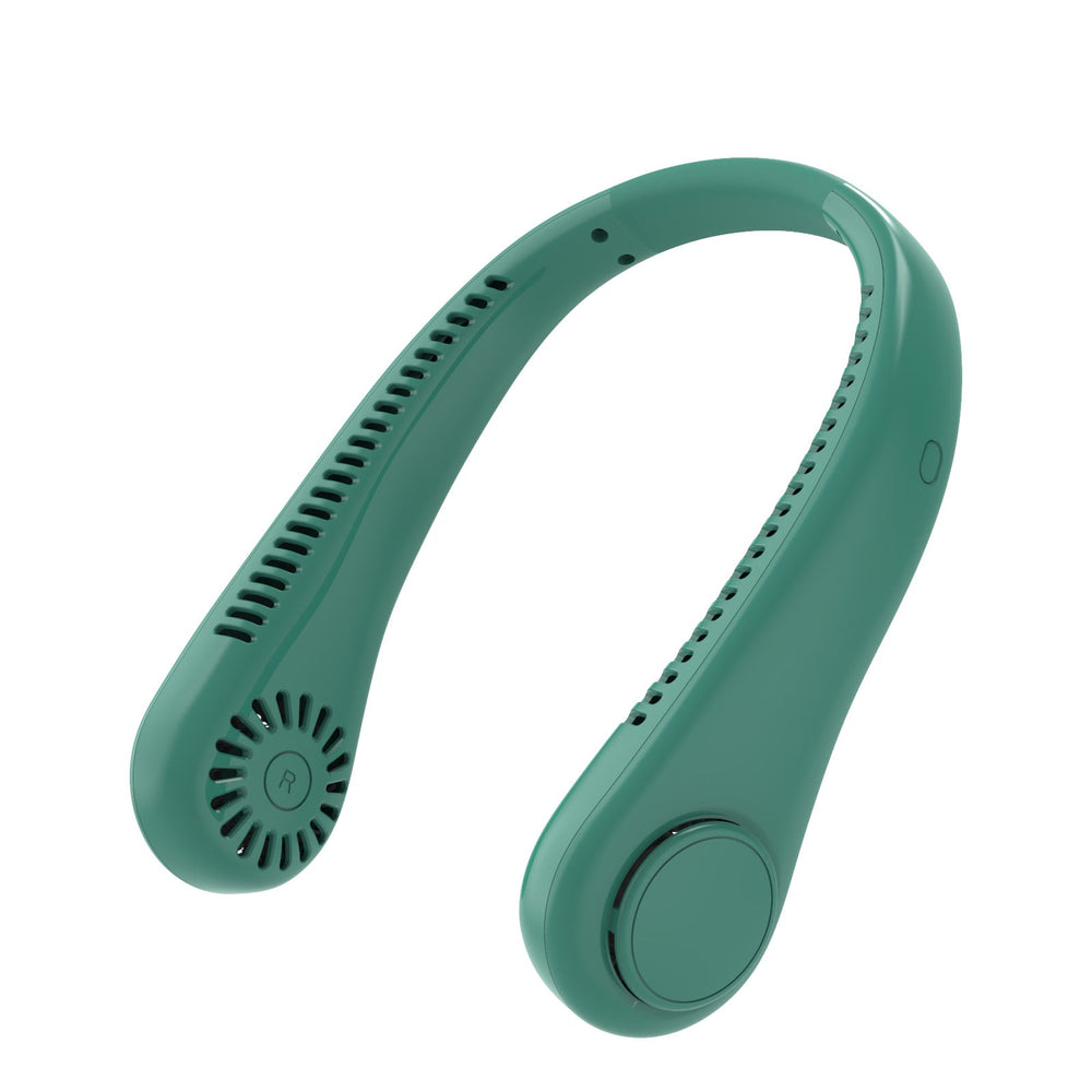 Image d'un ventilateur tour de cou unisexe léger, idéal pour voyager ou pratiquer une activité en plein air.