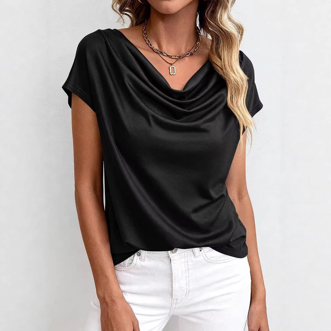 Top femme élégant à manches courtes, coupe décontractée pour printemps/été. Idéal t-shirt uni confortable.