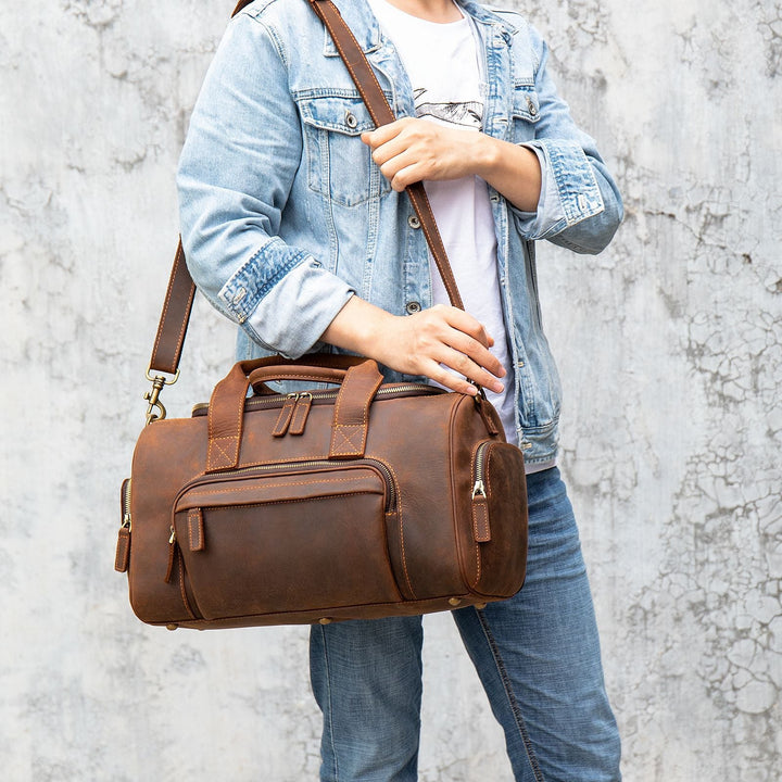 Sac à main homme marron style rétro vintage, élégant et pratique. Grande capacité pour vos besoins quotidiens.
