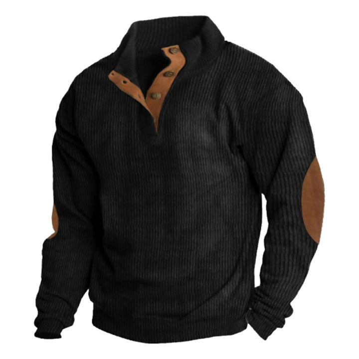 Pull homme col montant ample, vue de dos. Idéal pour un style décontracté et confortable en automne/hiver.
