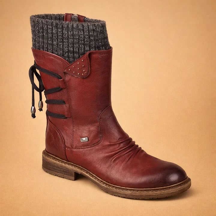 Bottes femme style martin à talon bas, confortables et modernes. Chaussures élégantes pour la mode automne-hiver.