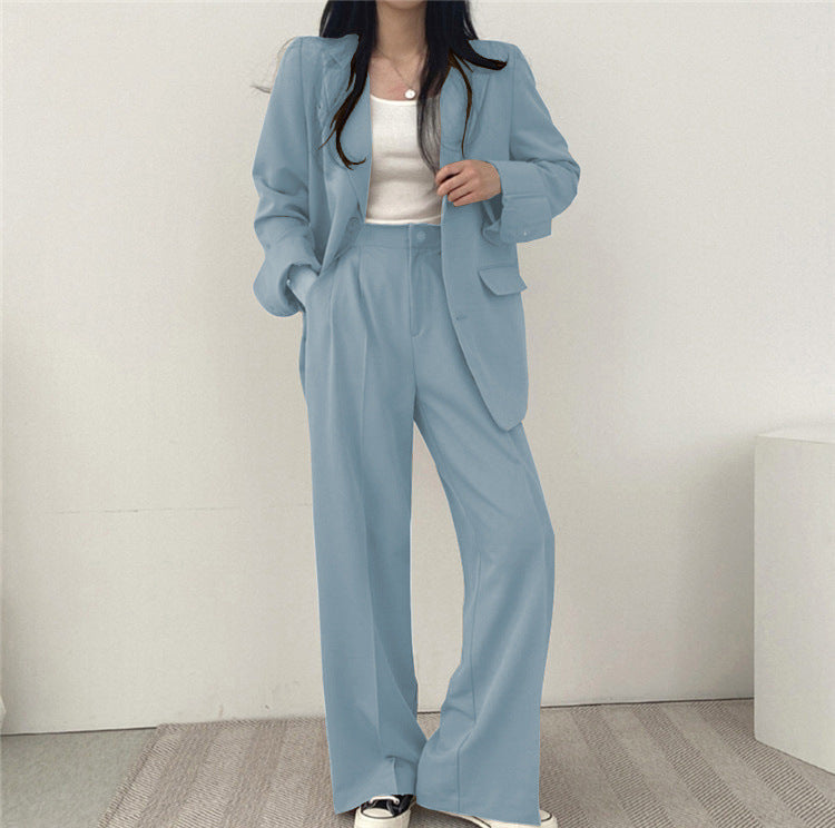 Ensemble deux pièces femme décontracté, tailleur fluide style coréen pour un confort élégant en été.