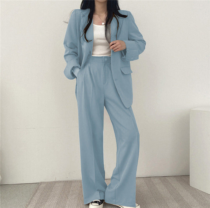 Ensemble deux pièces femme décontracté, tailleur fluide style coréen pour un confort élégant en été.