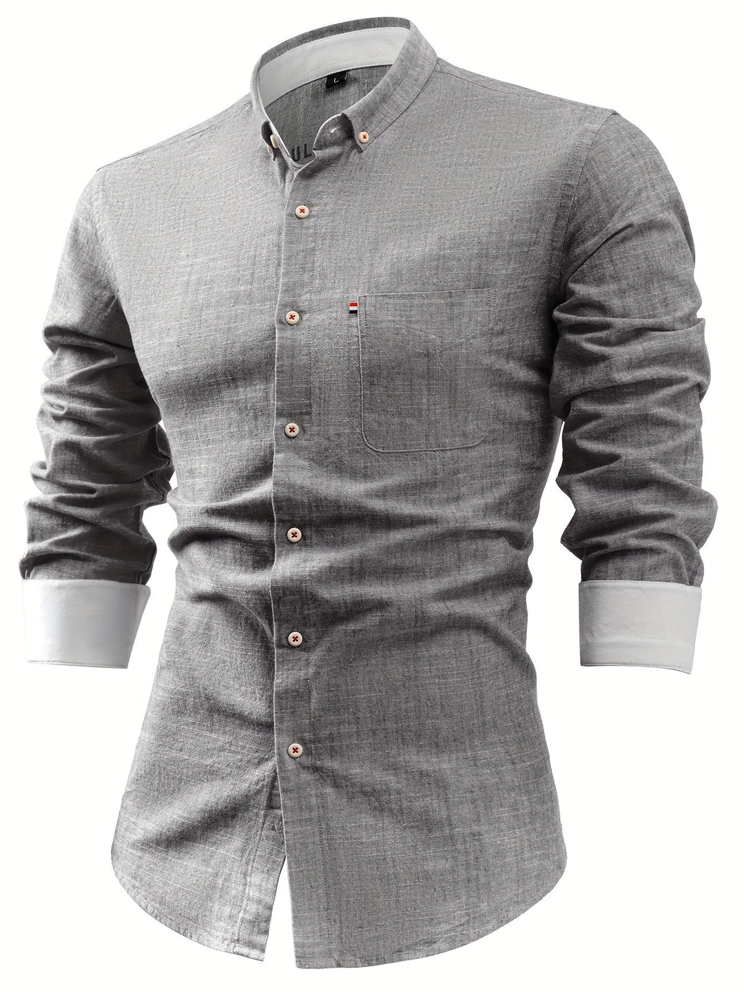 Modèle de chemise homme à manches longues, coupe droite intemporelle pour toute occasion.