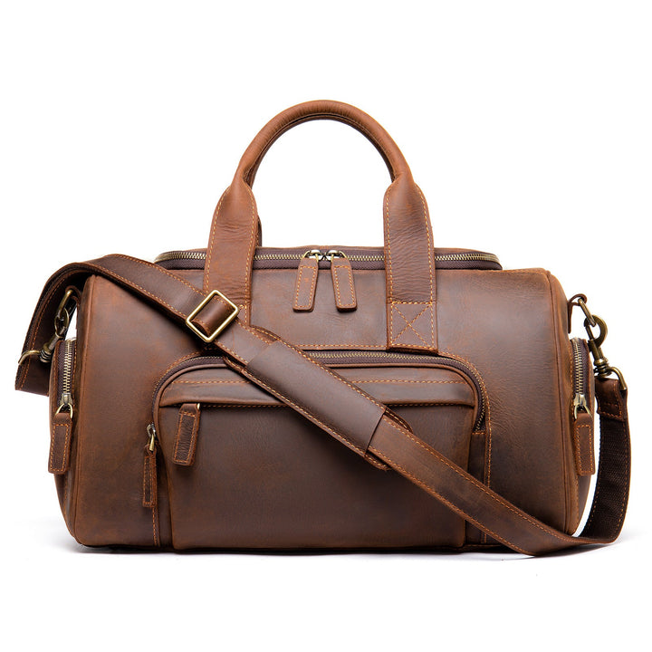 Sac à main homme marron rétro élégant, grande capacité pour travail/ville, style vintage. Accessoire homme.