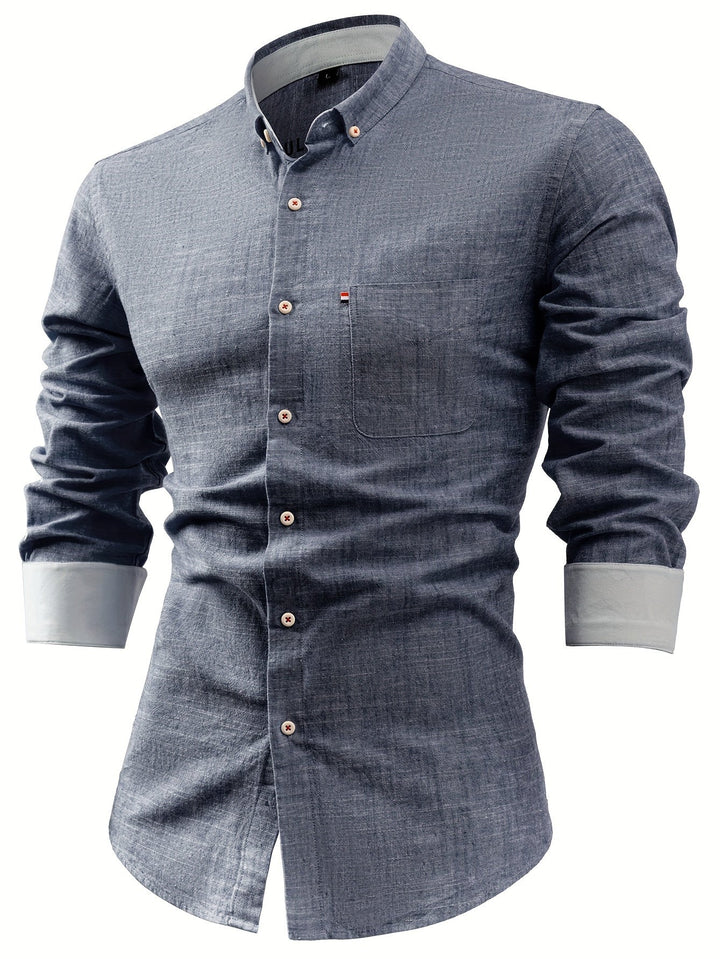 Vêtement de mode homme : chemise à manches longues coupe droite, design polyvalent et moderne.
