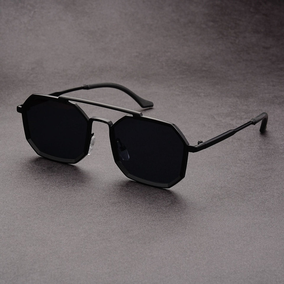 Lunettes de soleil futuristes unisexe à double pont, protection UV, style audacieux pour homme et femme.