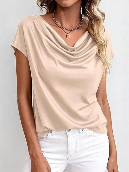 Top femme décontracté à manches courtes, style uni et confortable pour le quotidien. Parfait pour l'été.
