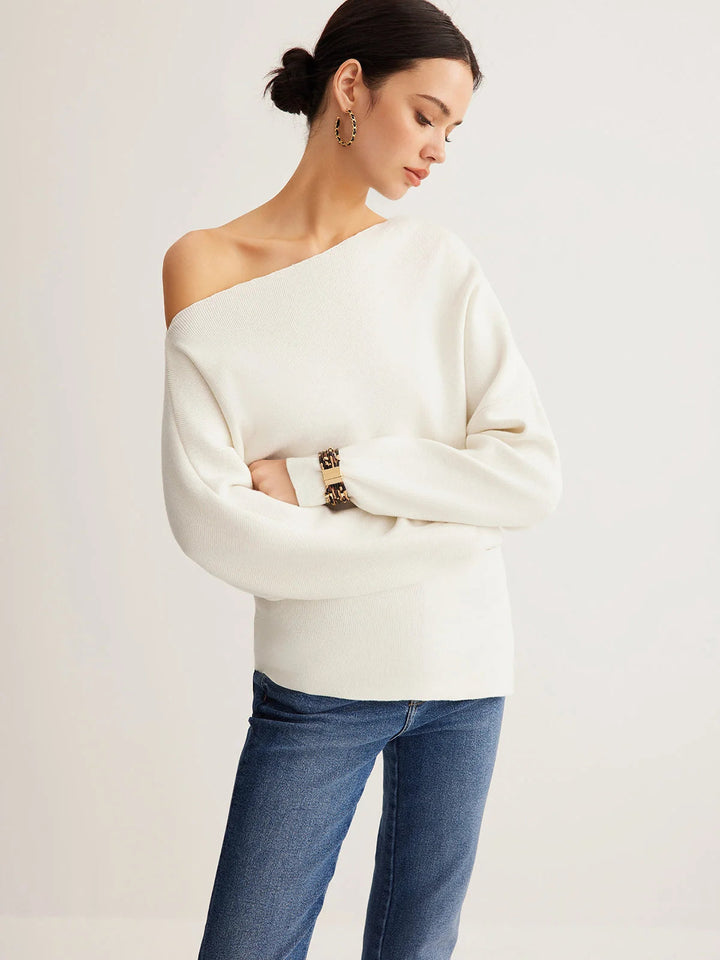 Détail: tissu doux de ce pull femme moderne, manches longues, automne hiver.