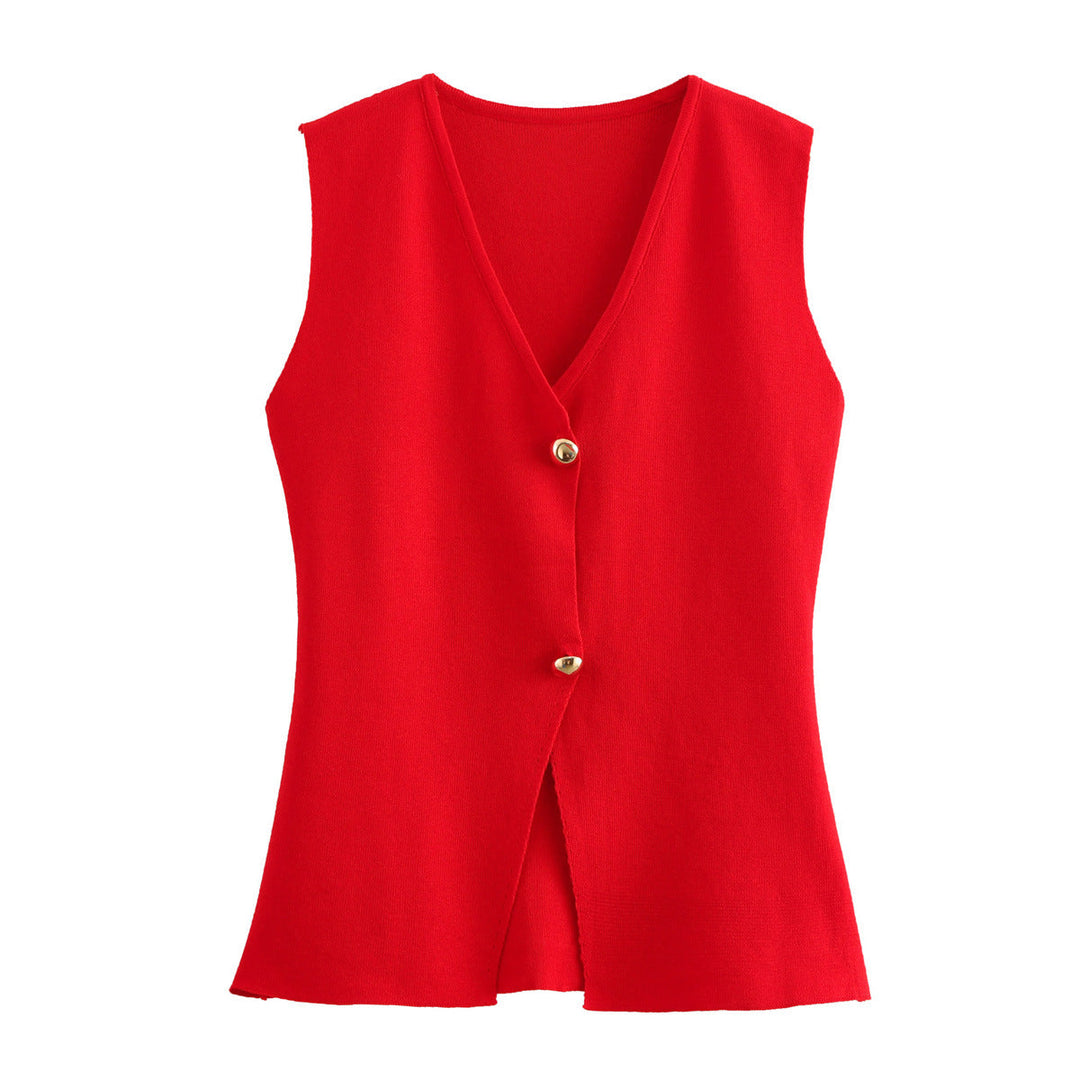 Gilet femme sans manches, style cardigan, allie élégance décontractée et chaleur pour l'automne-hiver.