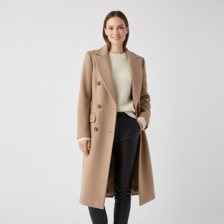 Vêtement femme: Manteau d'hiver chaud et stylé, coupe croisée. Parfait pour une tenue élégante et mode.