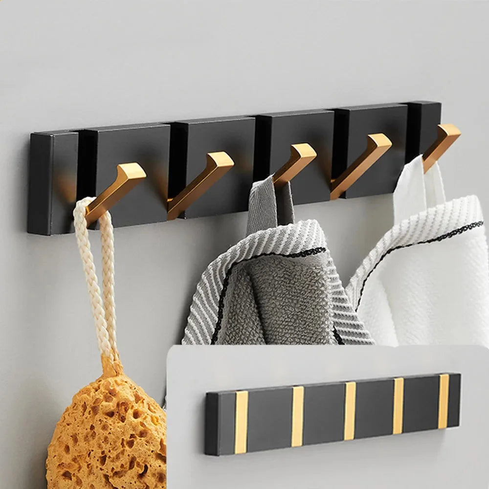 Crochet mural pliable en inox, 5 patères, design moderne pour entrée, salle de bain. Gain de place élégant.