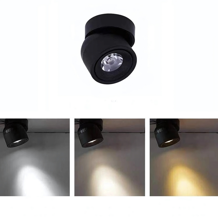 Luminaire spot LED orientable et dimmable. Éclairage de plafond moderne en aluminium pour ambiance intérieure.