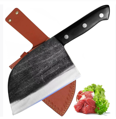 Couteau de cuisine chef en acier au carbone trempé, lame ultra tranchante pour précision et durabilité.