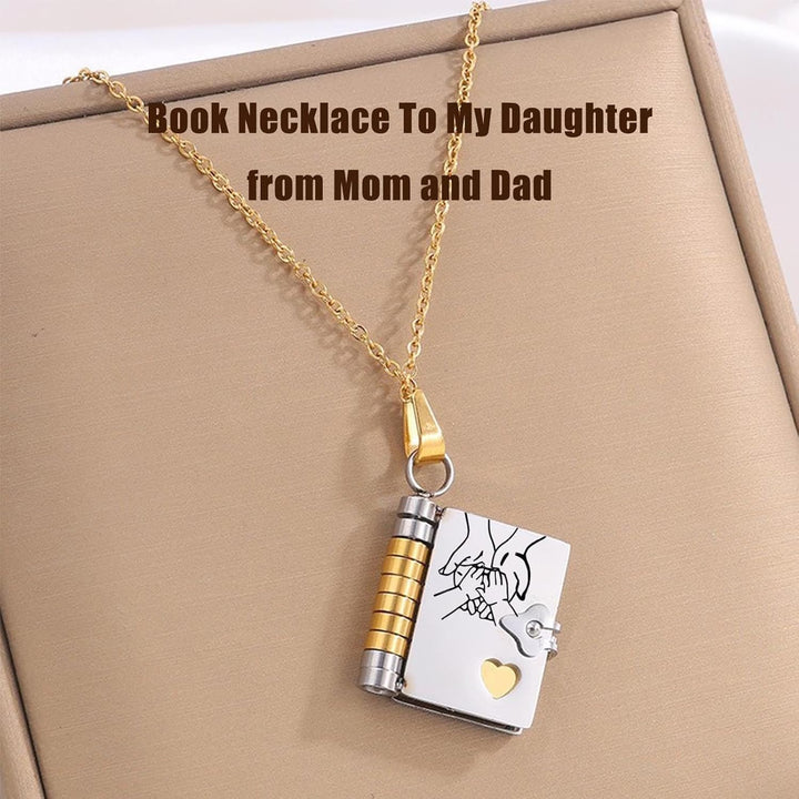 Pendentif livre avec gravure intérieure, collier personnalisé pour exprimer l'amour éternel.