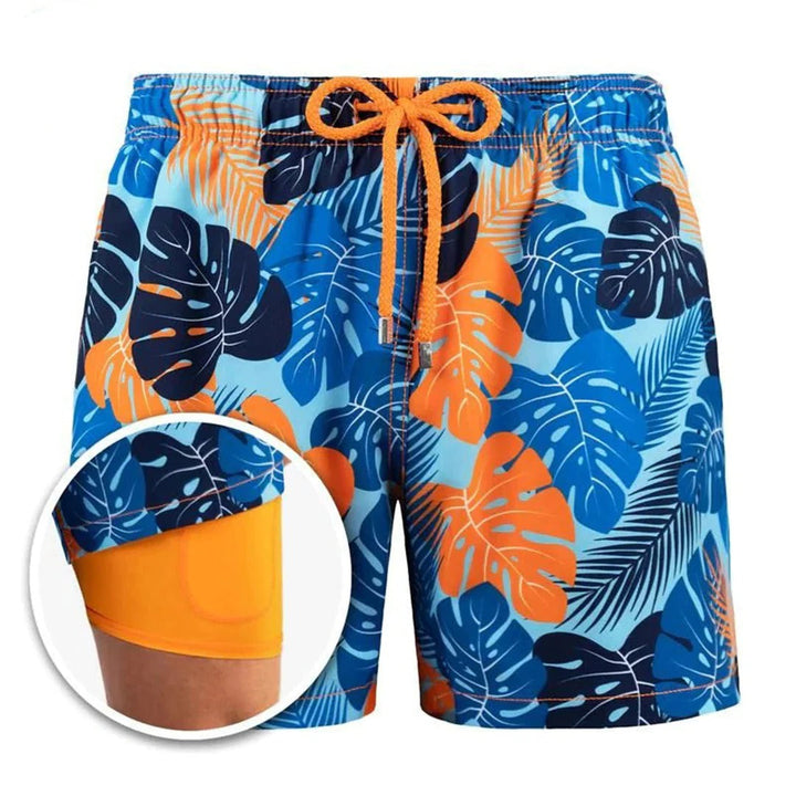Maillot de bain homme bleu marine, séchage rapide. Style chic pour la plage.