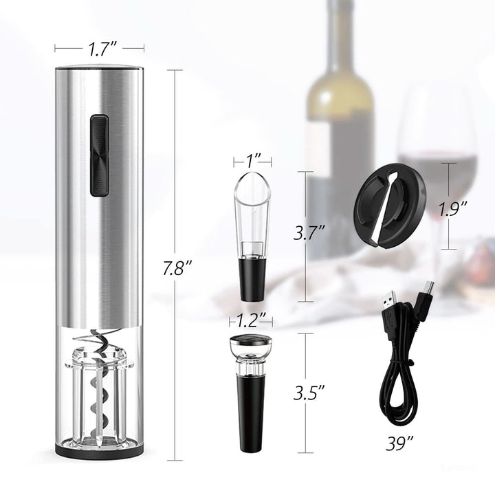 Ouvre-bouteille électrique sommelier, design moderne en acier inoxydable pour vin.