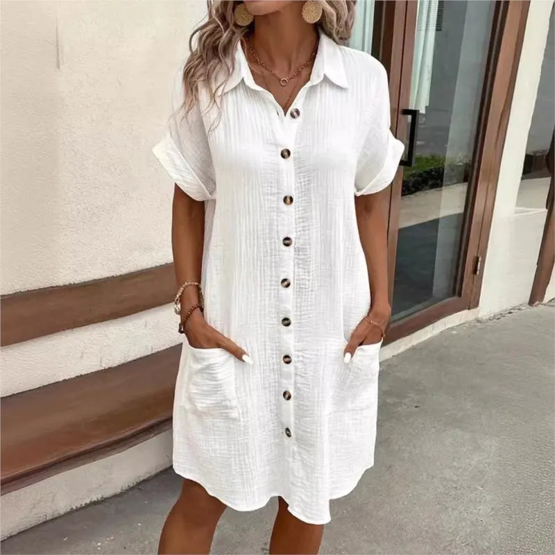 Robe midi fluide d'été pour femme, style décontracté et confortable, parfaite pour la mode estivale.