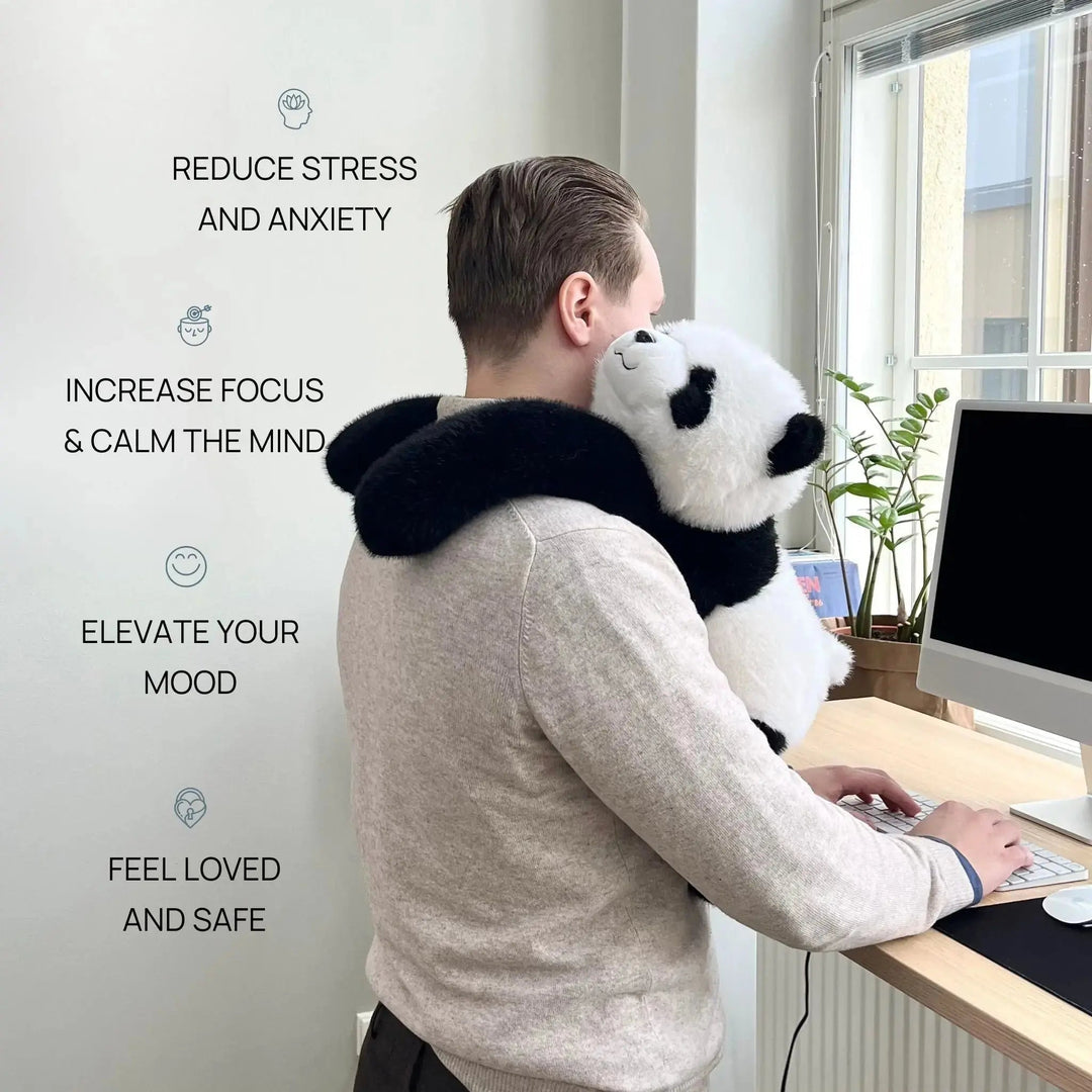 Peluche lestée CalmCuddle pour relaxation anti-stress, étreinte apaisante et confort doux.