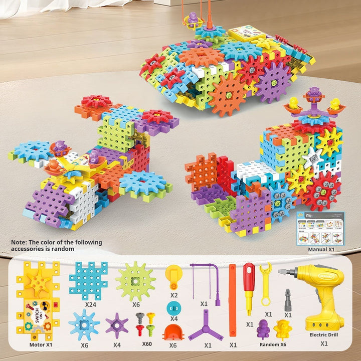 Pièces de kit de construction STEM avec moteur, pour que les enfants créent des jouets mobiles et apprennent la mécanique.