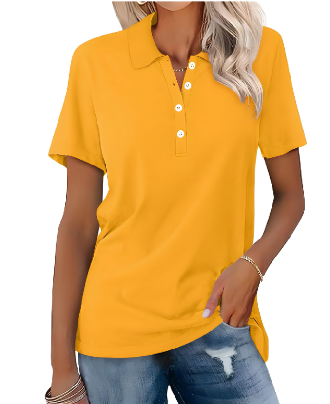 Chemisette femme Nova élégante, parfaite pour le bureau. Polo confortable à manches courtes, look professionnel.