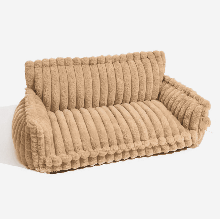 Canapé lavable pour chien, en velours côtelé orthopédique, offrant hygiène et confort durable pour animaux.