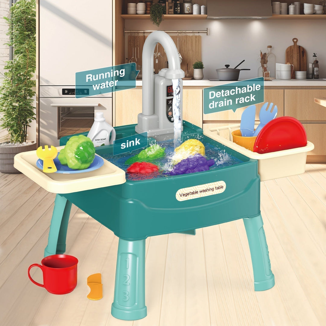 Cuisine de jeu FunSink pour enfants, éveil créatif, robinet d'eau fonctionnel, jouet éducatif durable.