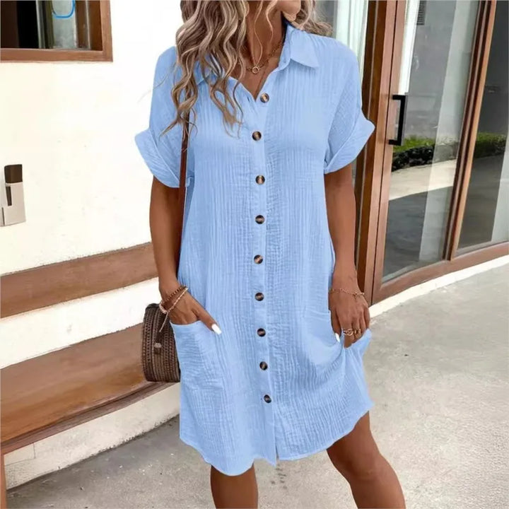 Robe midi femme confortable et fluide, parfaite pour l'été décontracté, style élégant et léger.