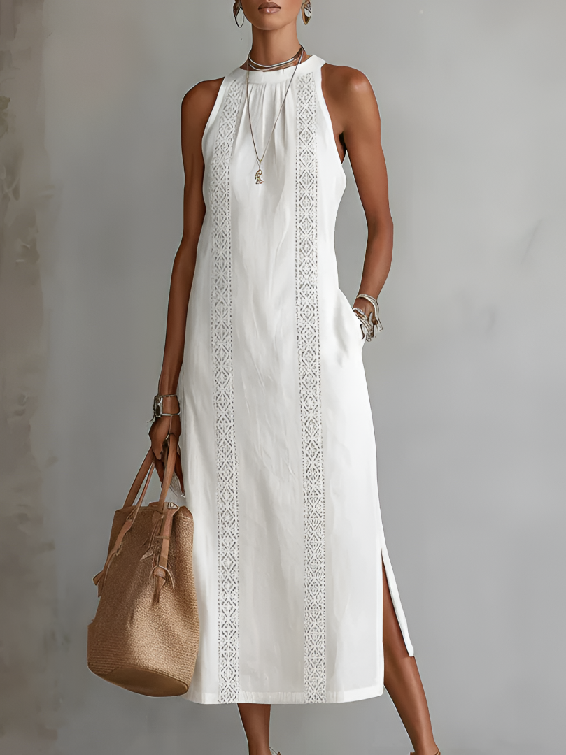 Superbe robe longue d'été pour femme, style romantique et fluide, idéale pour les vacances et un look chic.