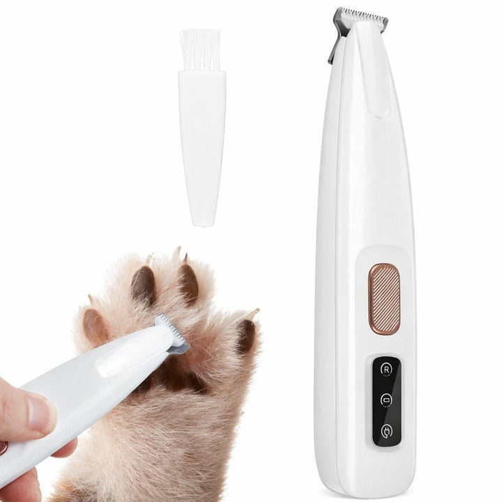Mini tondeuse de précision LED, silencieuse pour pattes chiens/chats, toilettage doux et rapide.